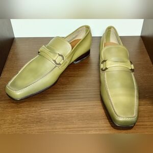 New Salvatore Ferragamo green loafer shoes